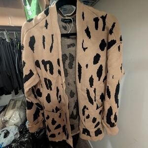 Leopard Print Women's Cardigan - Tan and Black